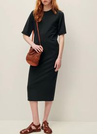 Sessun - Robe midi col rond en coton - Taille L - Noir