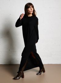 Laurence Bras - Robe longue col rond en laine - Taille 40 - Noir