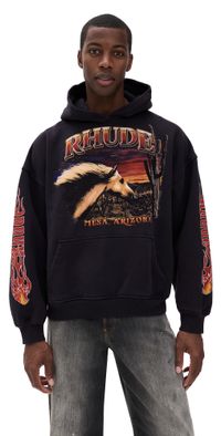 Rhude Mesa Stallion Hoodie Vintage Black/Red/Yellow M