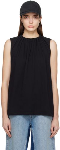 MM6 Maison Margiela Black Gathered Tank Top