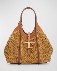 Mini Raffia T Timeless Tote Shopping Bag
