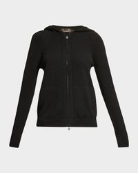 Merano Cashmere Zip-Front Hoodie Sweater