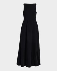 Bateau-Neck Pleated Cady Maxi Dress