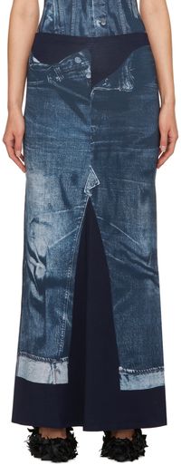 Jean Paul Gaultier Blue Trompe L'œil Maxi Skirt