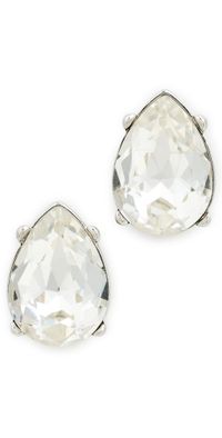 Kenneth Jay Lane Silver Crystal Teardrop Pierced Earrings Crystal One Size
