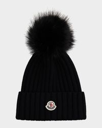 Ribbed Beanie with Faux Fur Pom