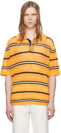 ZANKOV Orange Three-Button Polo