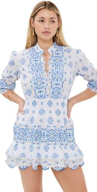 Temptation Positano Fella Embroidered Short Dress White S