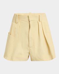 Pleated Mini Canvas Shorts