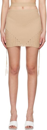 ANDREĀDAMO Beige Cutout Miniskirt