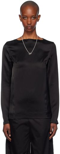 TOTEME Black Long Sleeve Satin T-shirt
