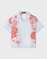 Boy's De La Mer-Print Button Down Shirt, Size 8-14