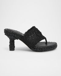 Isla Crochet Raffia and Leather Thong Sandals