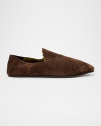 Men's Lodge Shearling-Lined Suede Moccasins