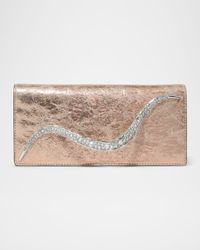 Crystal Curve Metallic Leather Clutch Bag