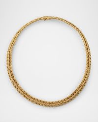 Estate 18K Yellow Gold 3 Row Woven Rope Necklace