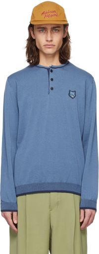 Maison Kitsuné Blue Bold Fox Head Henley