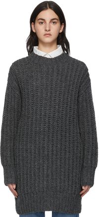 AMI Paris Grey Hand-Knitted Sweater