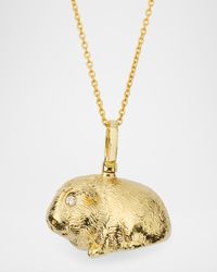 18K Yellow Gold Diamond Guinea Pig Pendant Necklace