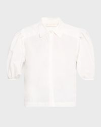 Valeria Puff-Sleeve Cotton Shirt