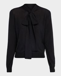 Neck-Tie Wool-Cashmere Cardigan