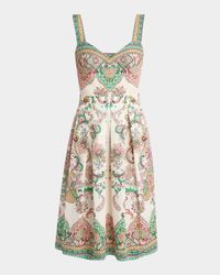 Paisley Cotton Sweetheart Midi Dress