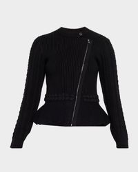 Andi Mixed-Knit Cotton Peplum Jacket