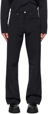 MISBHV Pantalon noir à motif gaufré