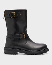 Men's Bernini Leather Biker Boots