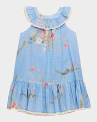 Girl's Lucky Kids Lattice-Trim Dress, Size 1-12