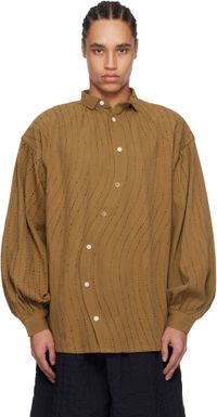 Glass Cypress Brown Curved Denim Shirt