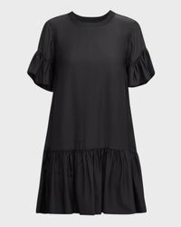 Leilah Silk Dropped-Waist Flounce Mini Dress