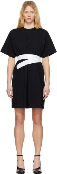 MM6 Maison Margiela Robe midi noire en jersey à garniture de style ceinture
