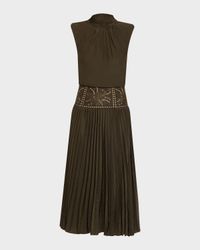 Kimberly Embroidered Pleated Midi Dress