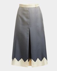 Optical Degrade Chevron Silk Twill Skirt Pants