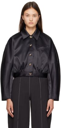 GANNI Black Spread Collar Jacket