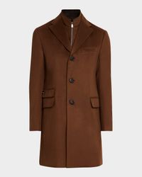 Men's Wool Topcoat with Detachable Bib