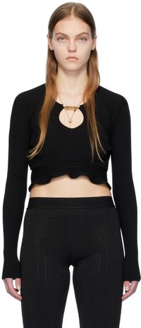 Versace Jeans Couture Black Ruffled Top