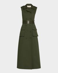 Belted Gabardine Midi Utility Dress