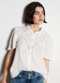Ba&sh - Chemise droite en coton brodé - Taille 3 - Blanc