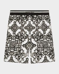 Boy's Maiolica-Print Shorts, Size 4-6