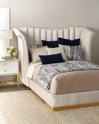 Moira Snow Channel Tufted Queen Bed, Queen