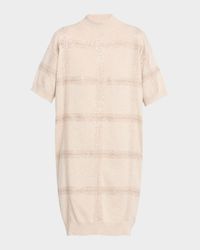 Prince Of Wales Paillette Short-Sleeve Wool-Cashmere Sweater Dress