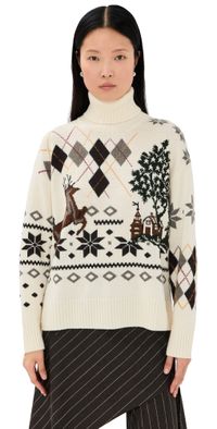 Monse Mixed Fair Isle Roll Neck Sweater Ivory XS/S