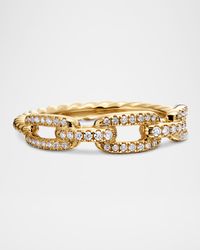 Stax Single-Row Pave Chain Link Ring with Diamonds in 18K Gold