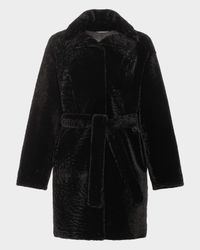 Reversible Lamb Shearling Belted Stroller Coat