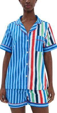 Printfresh Short Pajama Set Gift Wrapping/Nautical Stripe XL