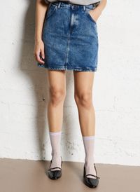 American Vintage - Jupe droite en coton - Taille L - Bleu