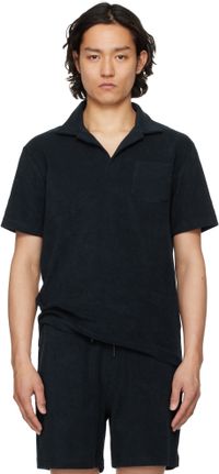 OAS Polo bleu marine en tissu éponge