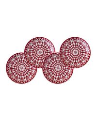 Casablanca Crimson Canapes Plates, Set of 4